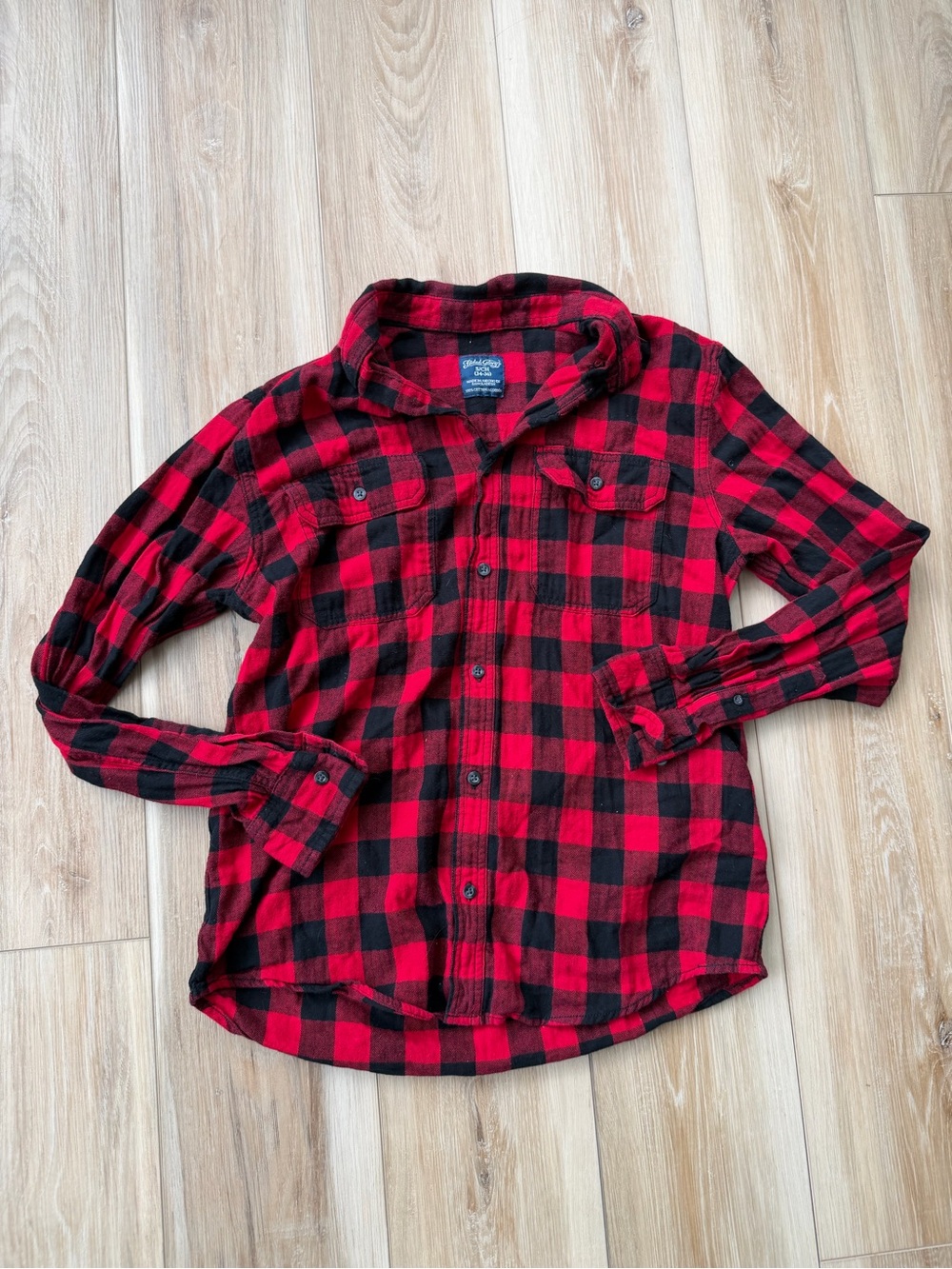 Faded Glory Red and Black Buffalo Plaid Button-Down Shirt